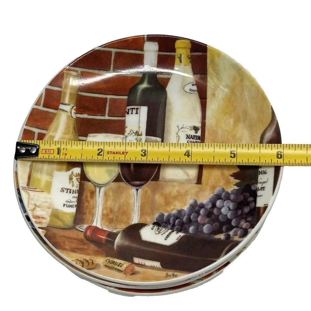 Ron King Santa Barbara Ceramic Design Appetizer Dessert Canape Plates Wine Theme